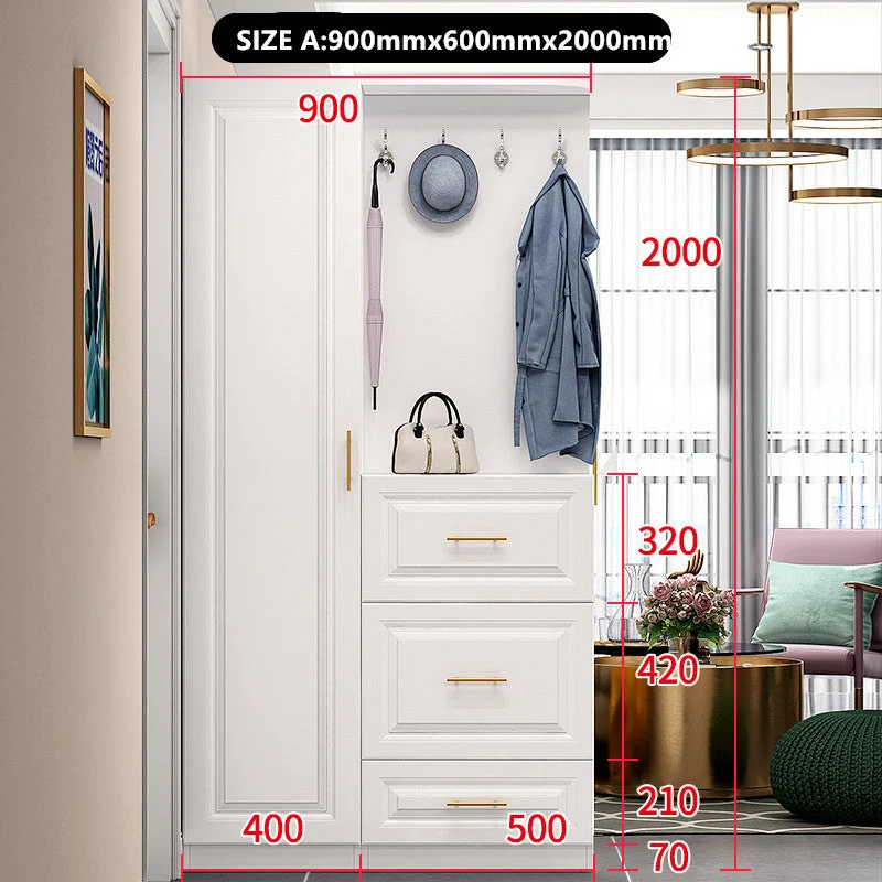 Arbre de hall d'entrée multifonction avec étagère à chaussures coulissante et armoire à une porte