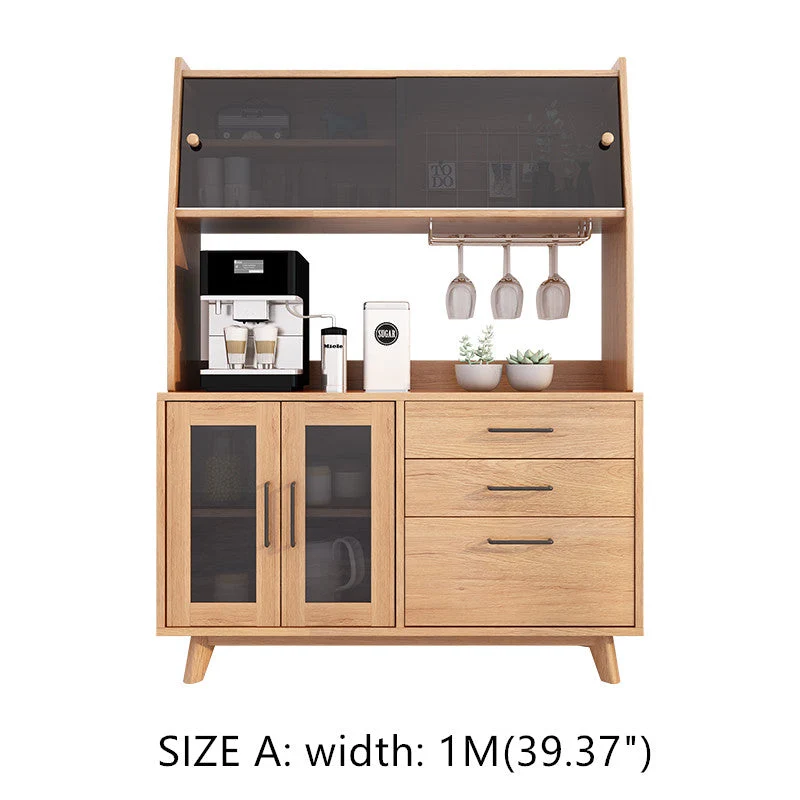 Desserte Buffets avec huche et portes coulissantes en verre