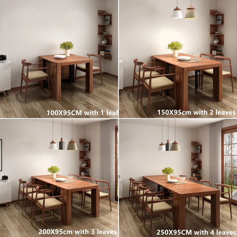 Table gain de place et extensible avec 4 rallonges