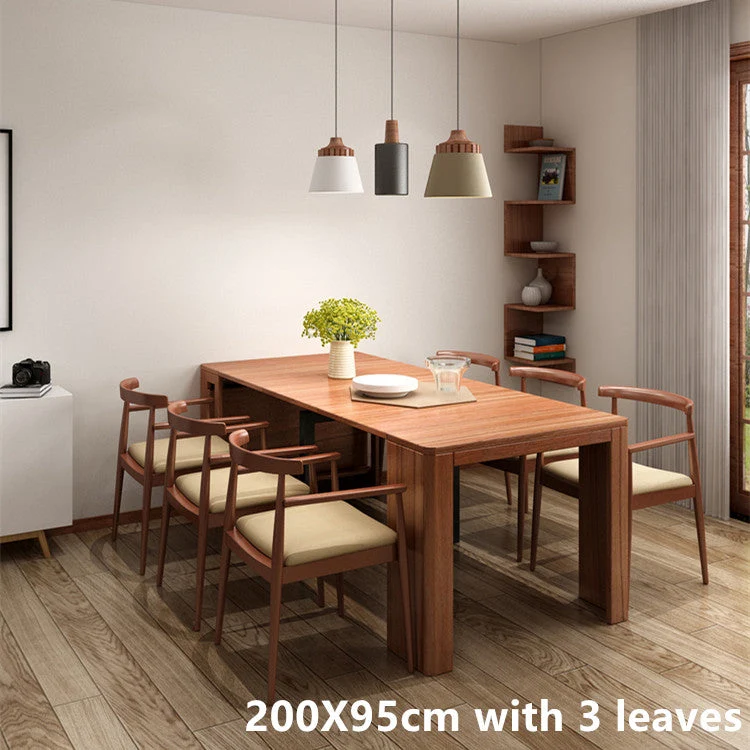 Table gain de place et extensible avec 4 rallonges