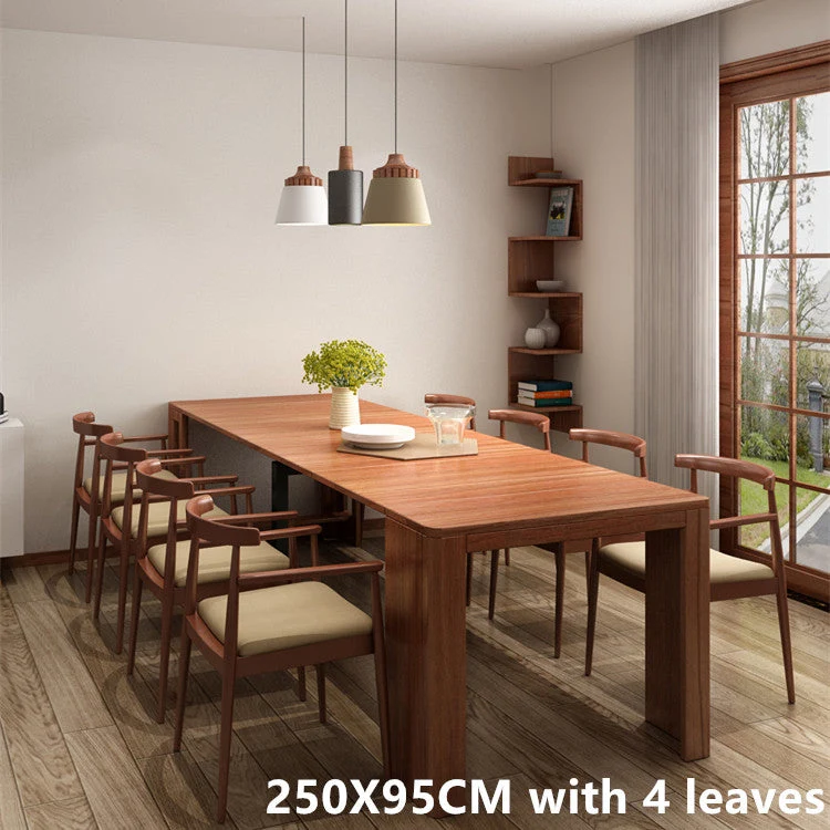 Table gain de place et extensible avec 4 rallonges