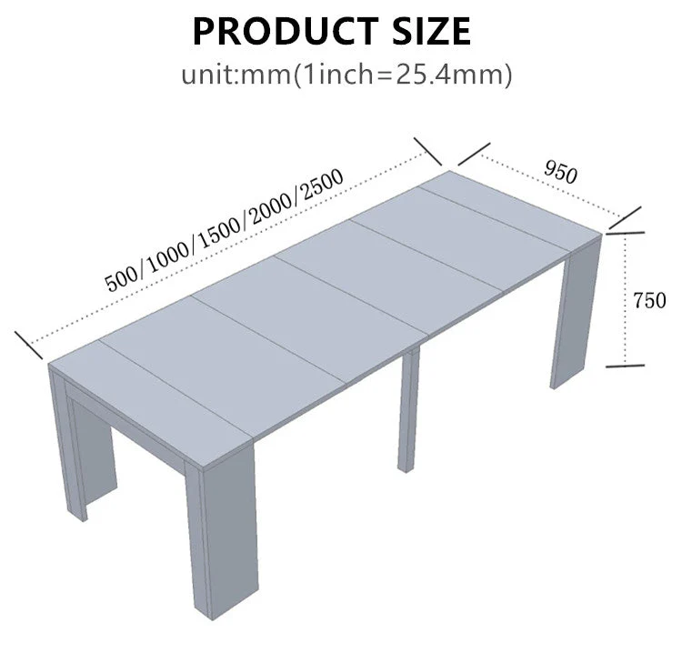 Table gain de place et extensible avec 4 rallonges