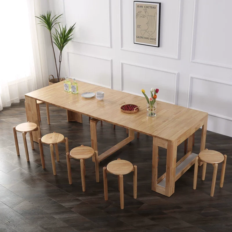Table gain de place et extensible avec 4 rallonges