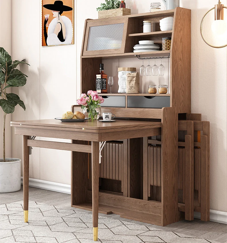 Table d'appoint pliable et extensible peu encombrante avec huche