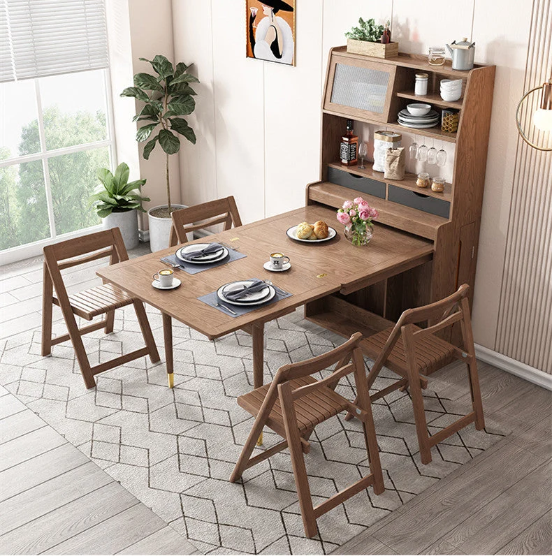 Table d'appoint pliable et extensible peu encombrante avec huche