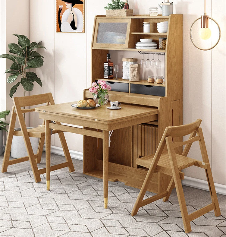 Table d'appoint pliable et extensible peu encombrante avec huche
