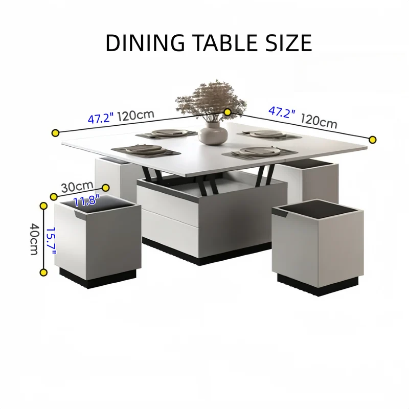Table basse élévatrice multifonction 3 en 1 à faible encombrement