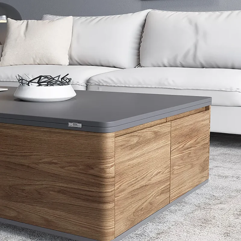 Table Basse Multifonctionnelle Pliante À Plateau Élévateur 3-en-1 Avec Roues Universelles