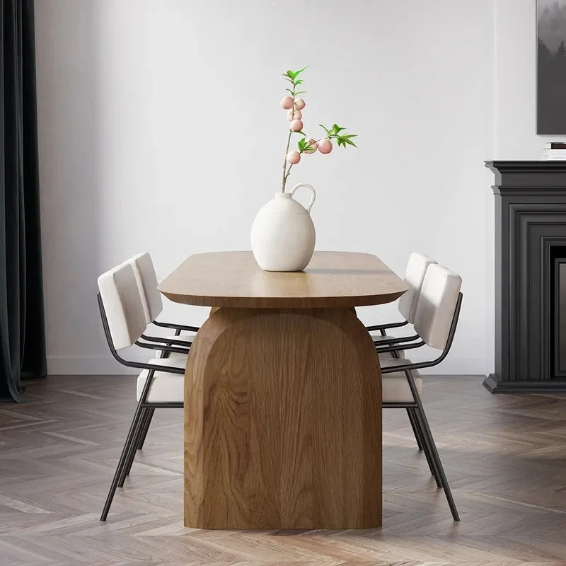 Table de salle à manger avec dessus et socles en bois massif