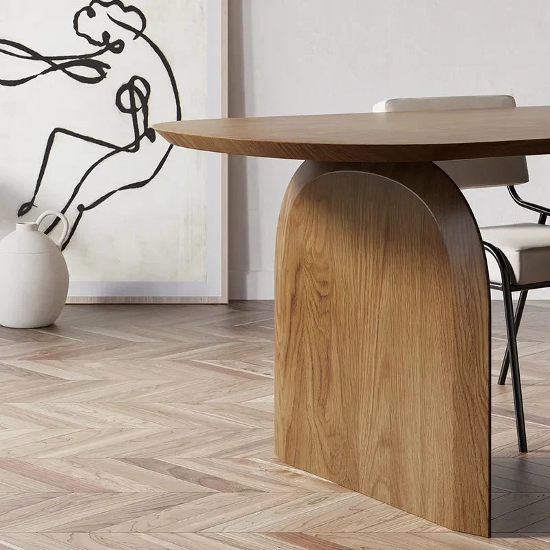Table de salle à manger avec dessus et socles en bois massif