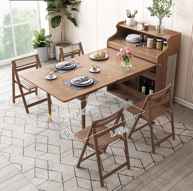Table de salle à manger multifonctionnelle pliante peu encombrante améliorée avec 4 chaises pliantes