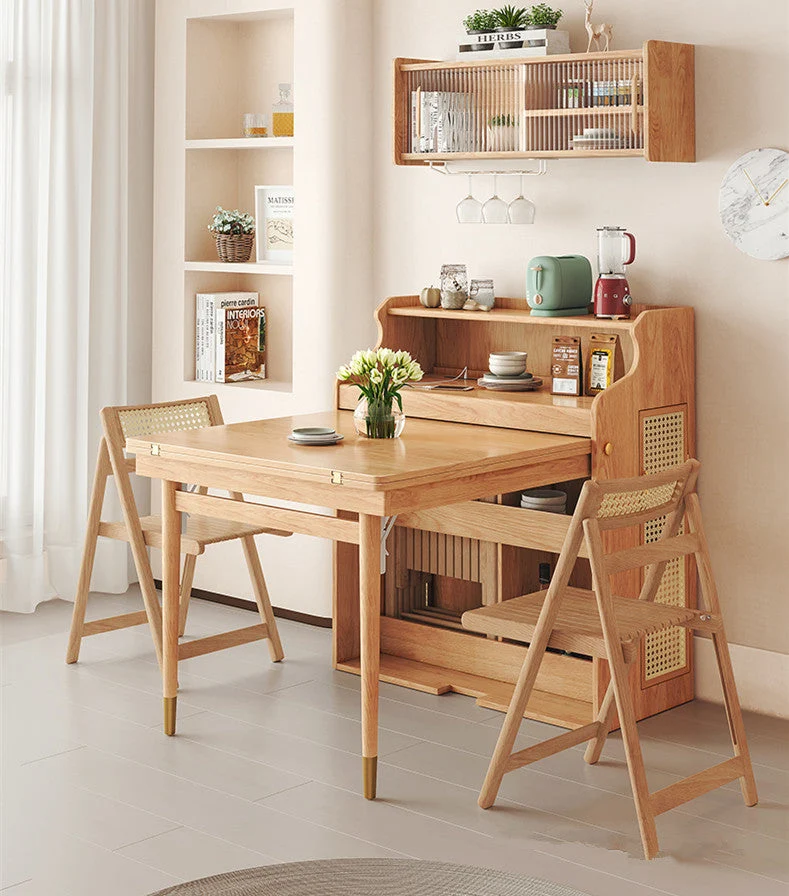 Table de salle à manger multifonctionnelle pliante peu encombrante améliorée avec 4 chaises pliantes
