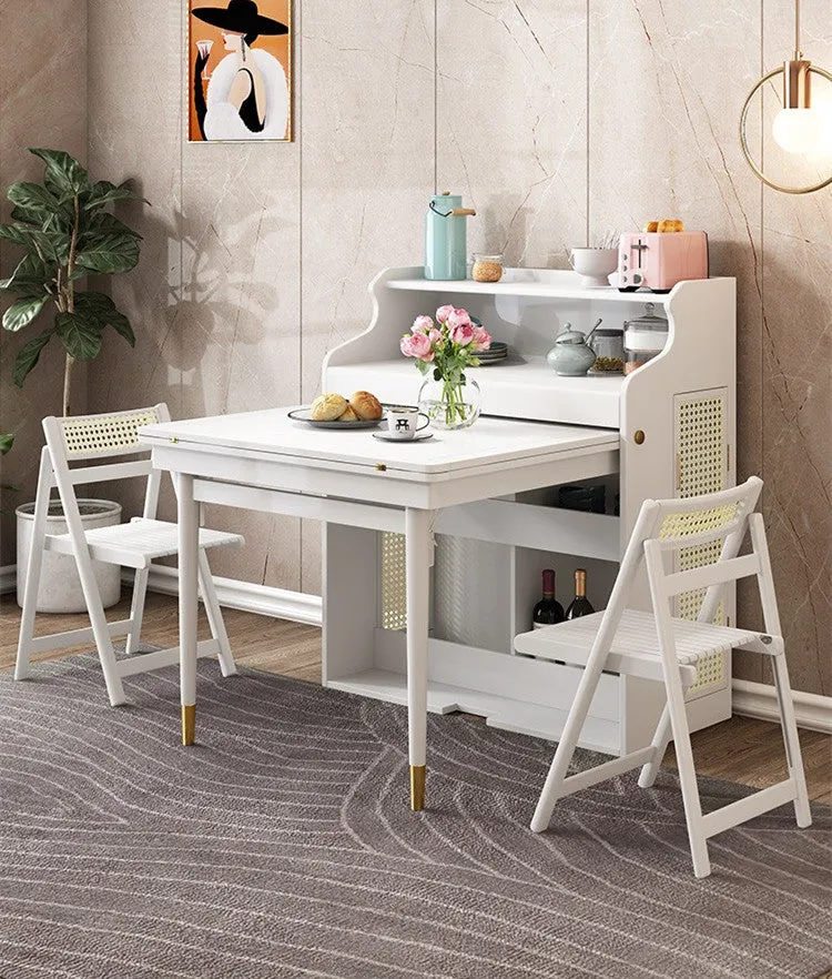 Table de salle à manger multifonctionnelle pliante peu encombrante améliorée avec 4 chaises pliantes