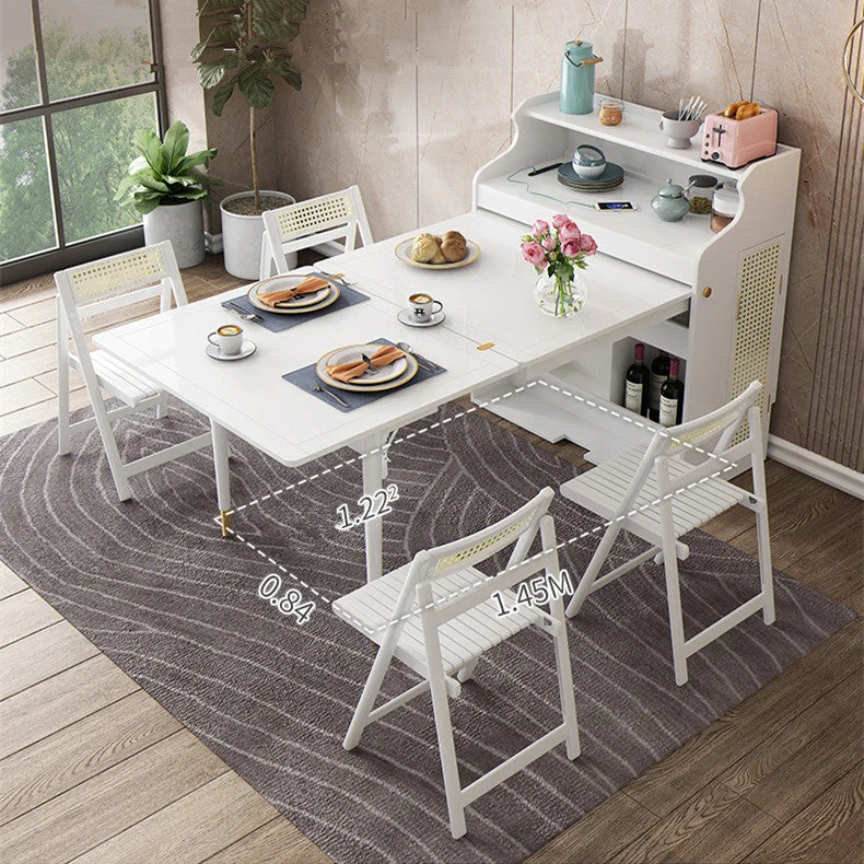 Table de salle à manger multifonctionnelle pliante peu encombrante améliorée avec 4 chaises pliantes