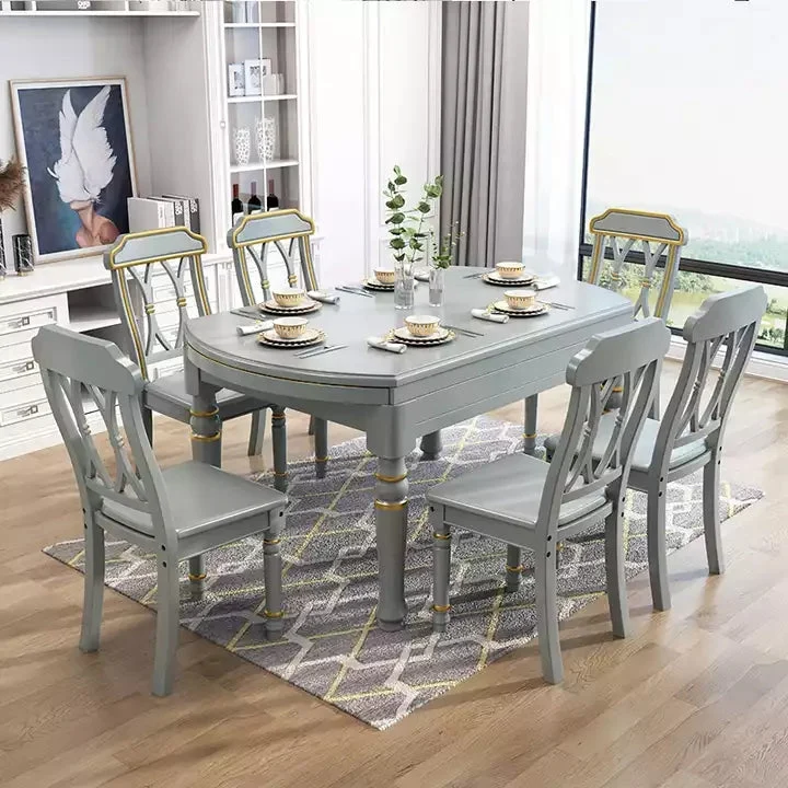 Ensemble de table de salle à manger carrée en bois massif 2 en 1