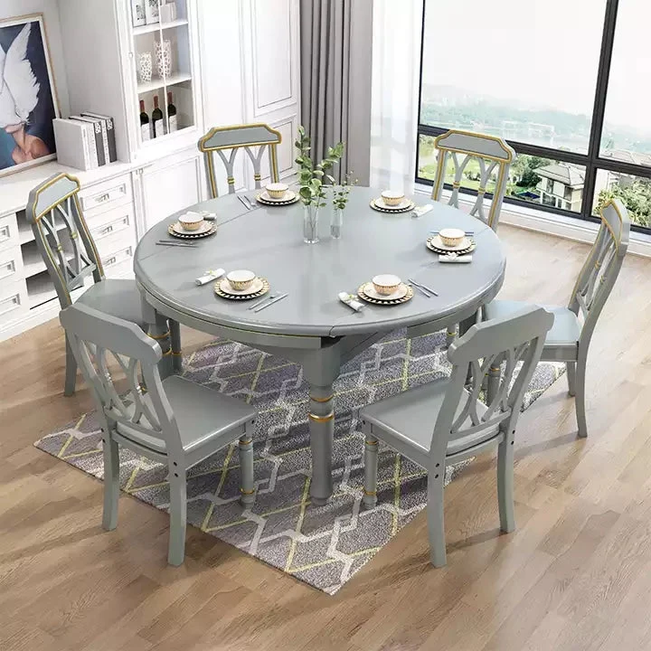 Ensemble de table de salle à manger carrée en bois massif 2 en 1
