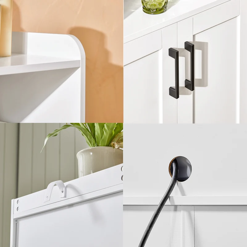 SoBuy FSB47-W Buffet Meuble de Rangement Micro-Ondes Commode Armoire à Micro-Ondes Placard 2 Portes, 1 Compartiment Ouvert avec Passe-câble, 60x40x120cm, Blanc