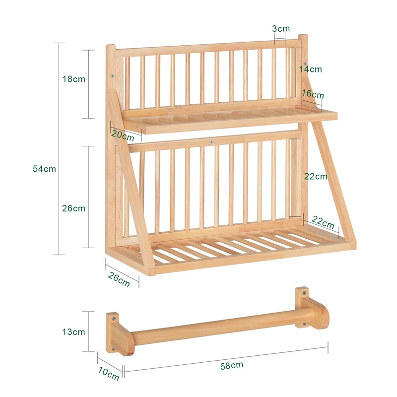 SoBuy KCR11-N Porte-Assiettes Murale Etagère Murale pour Rangement Cuisine Porte-Couverts Etagère à Epices Égouttoir