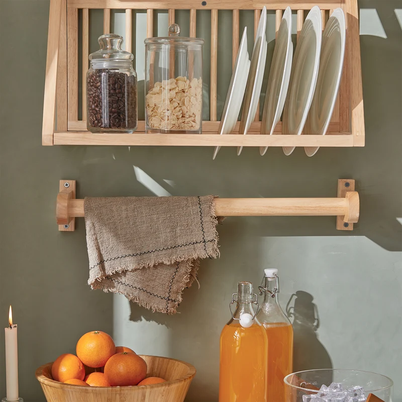 SoBuy KCR11-N Porte-Assiettes Murale Etagère Murale pour Rangement Cuisine Porte-Couverts Etagère à Epices Égouttoir