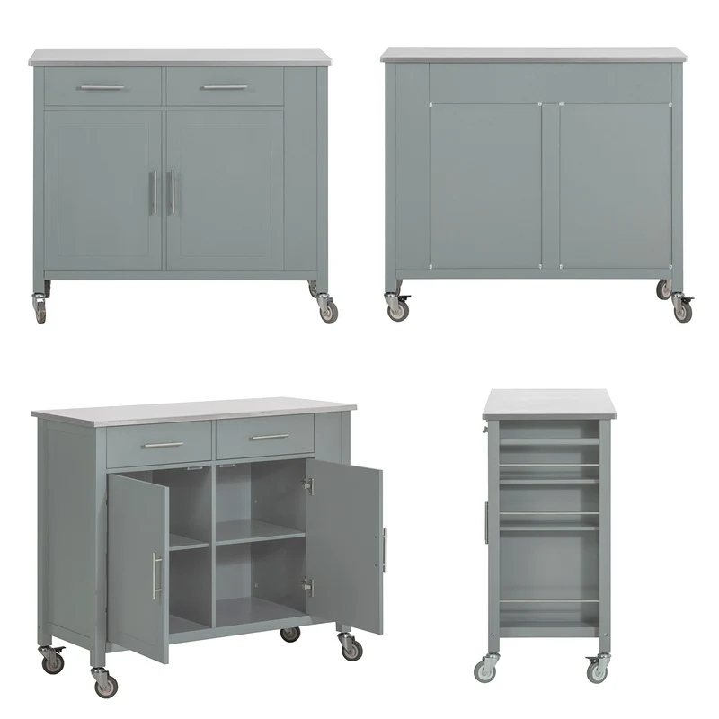 SoBuy FKW108-HG Desserte Roulante Chariot de Cuisine à roulettes avec Etagère Latérale, Portes et Tiroirs en Acier INOX