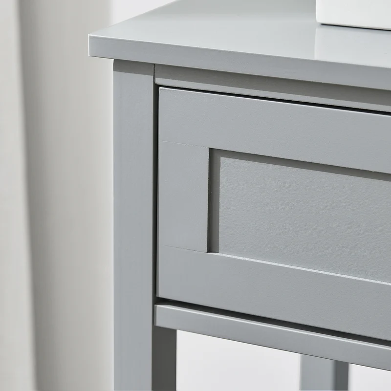 SoBuy FBT46-HG Table de Chevet avec 1 Tiroir & 2 Étagères, Table d'appoint Moderne, Gris, L45 x P30 x H68cm