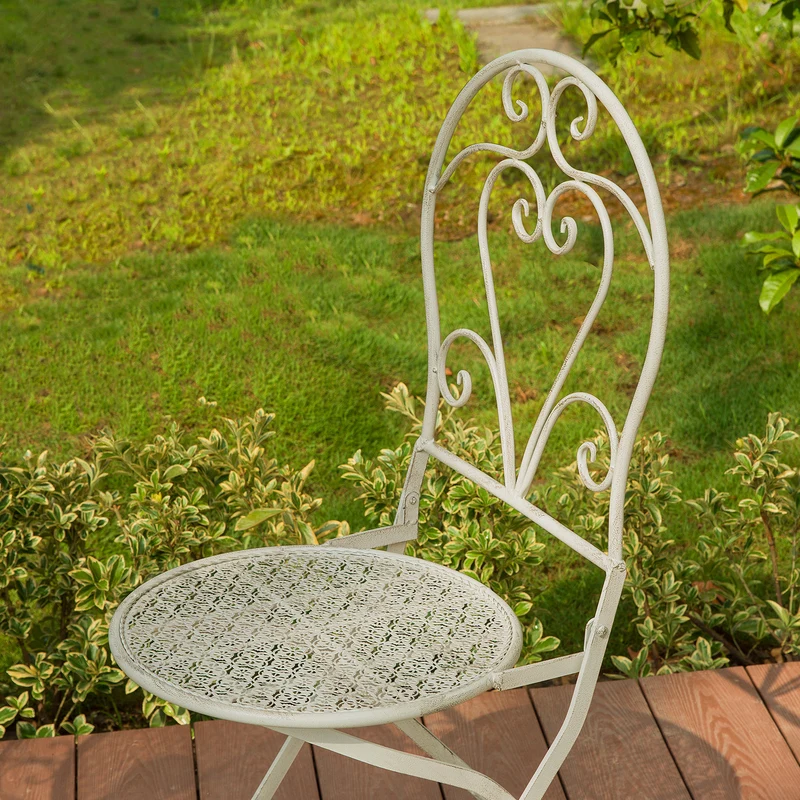 SoBuy OGT33-W 3pcs Salon de Jardin Bistrot 2 Personnes 2 Chaises de Jardin + 1 Table Bistrot Pliantes