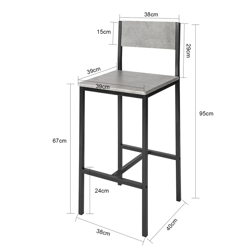 SoBuy FST53-HGx2 Lot de 2 Chaises Hautes Tabourets de Bar Cuisine Chaises de Bar