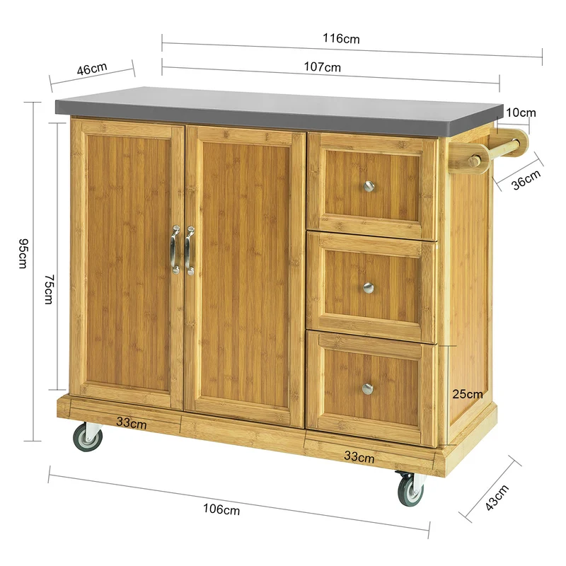 SoBuy FKW81-N Desserte à roulettes Desserte de Cuisine Meuble de Rangement Cuisine