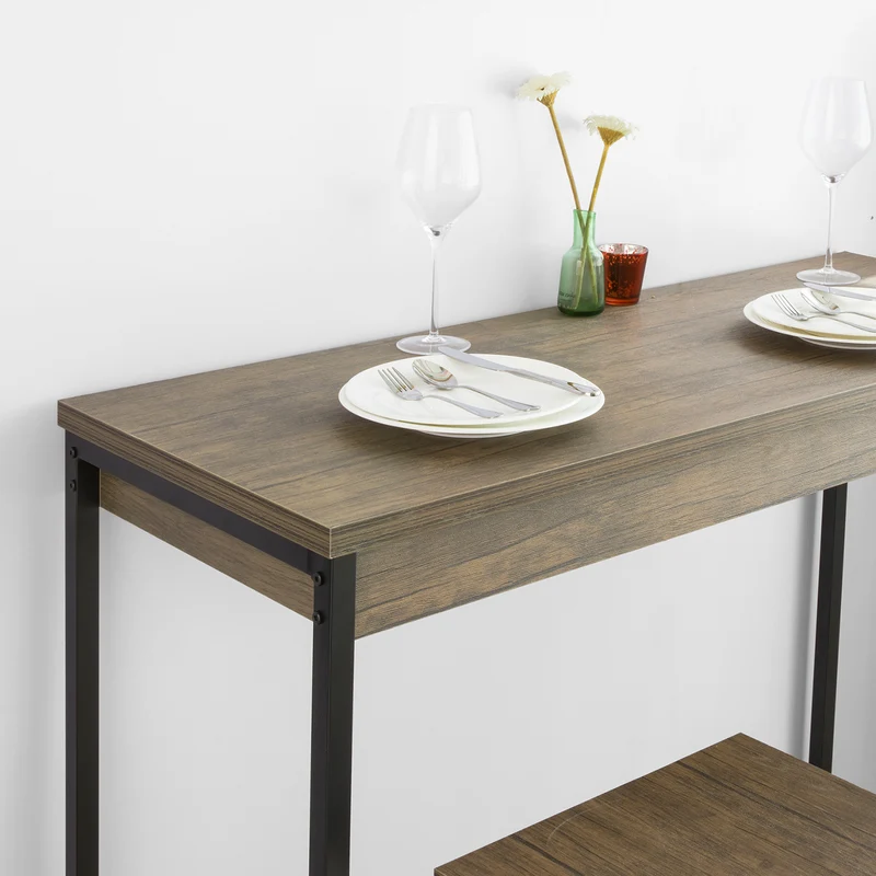 SoBuy OGT30-N Table Haute Mange Debout avec 2 Tabourets, Table de Bar Cuisine, Table Haute Cuisine Petit Espace, Table Mange Debout avec Tabourets, L121xP46xH97cm