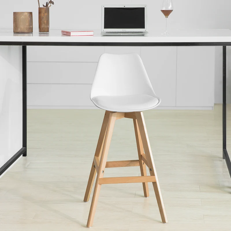 SoBuy FST69-W x2 Lot de 2 Tabourets de Bar Cuisine Tabouret Haut de Bar avec Dossier et Repose-Pieds