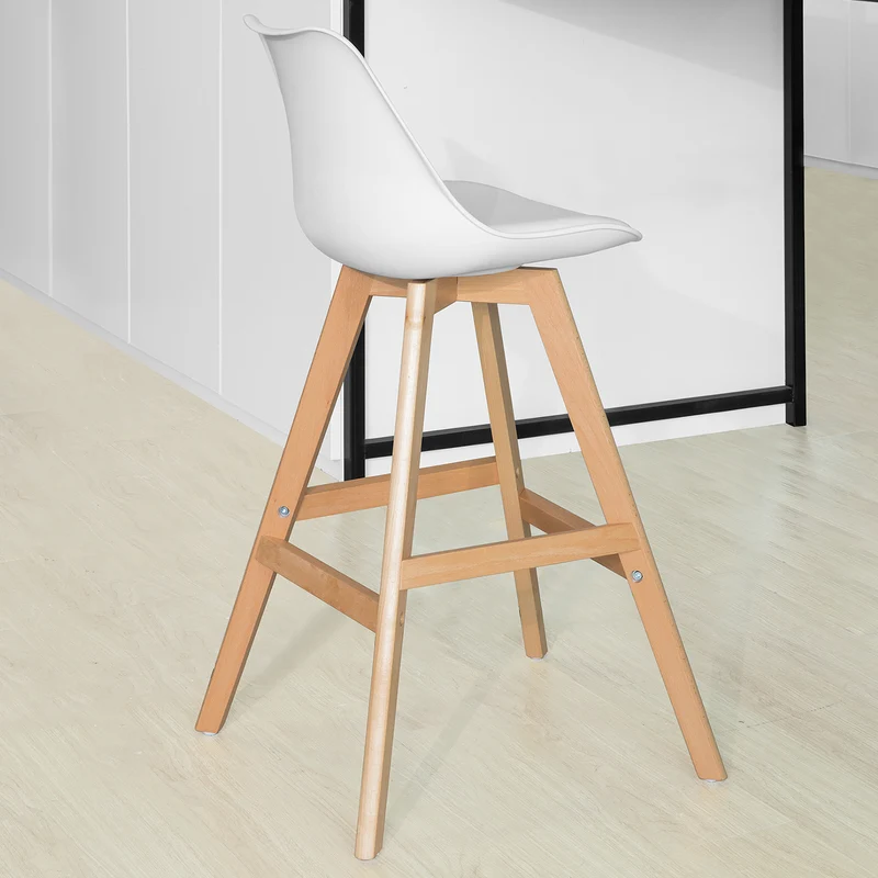SoBuy FST69-W x2 Lot de 2 Tabourets de Bar Cuisine Tabouret Haut de Bar avec Dossier et Repose-Pieds