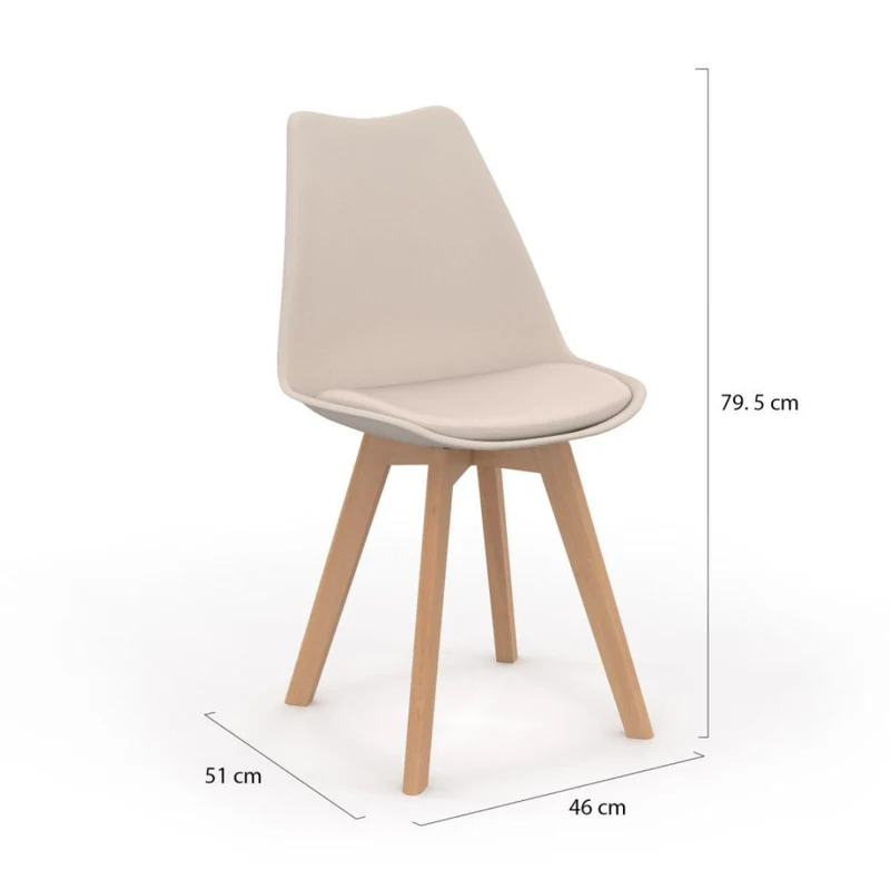 Lot de 2 chaises scandinaves Nordia beige
