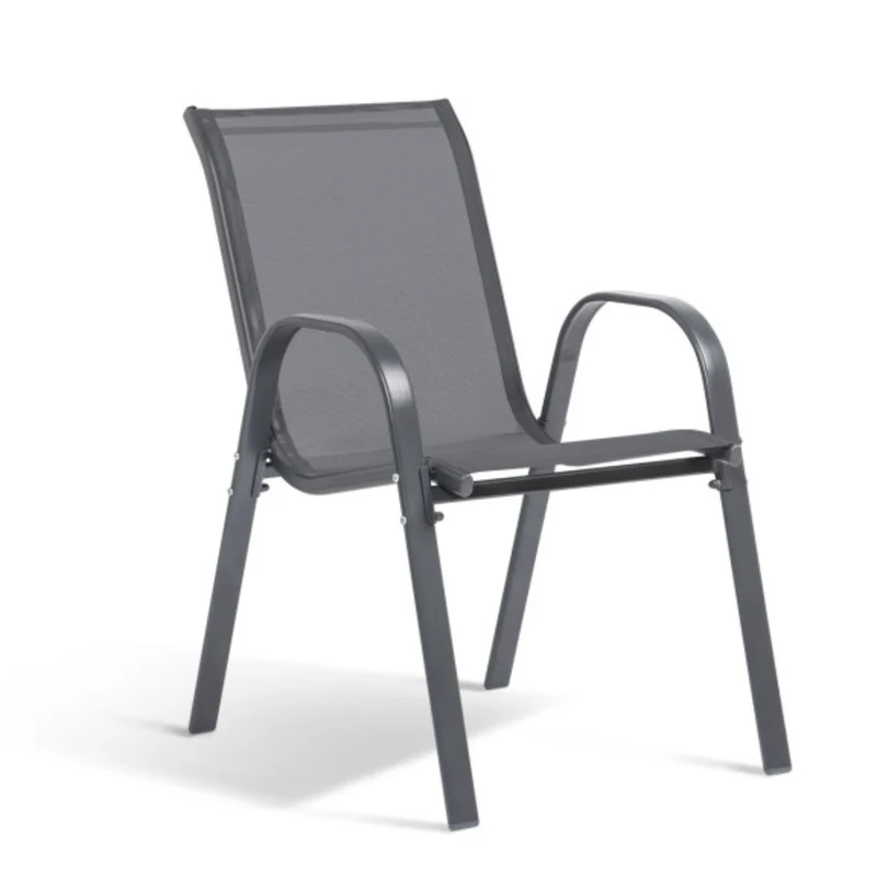 Lot de 4 chaises de jardin en acier Gris