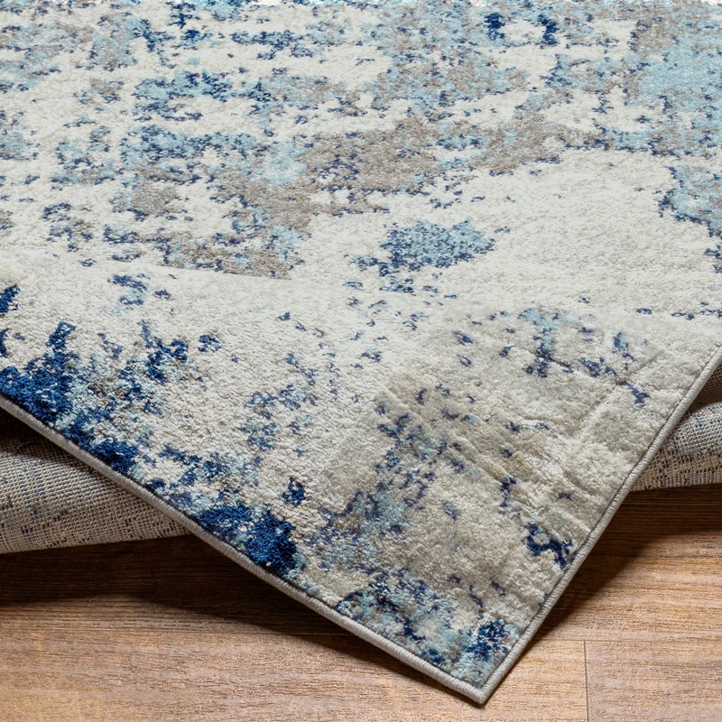 Tapis Abstrait Moderne Bleu/Gris/Blanc Dunkirk