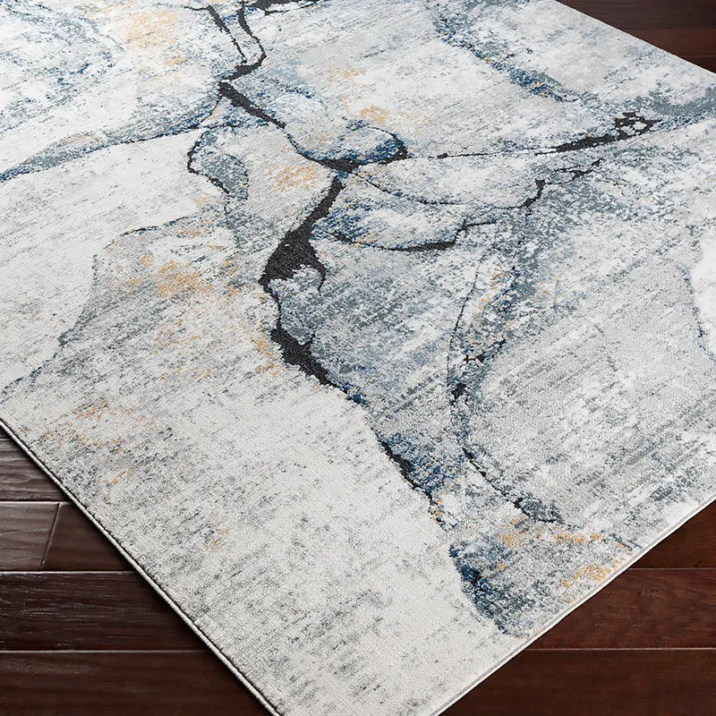 Tapis Rond Abstrait Moderne Ivoire/Gris Rond Berlin