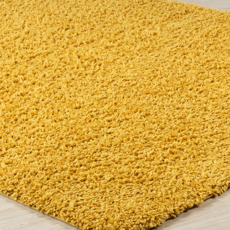 Tapis de Couloir Shaggy Moderne Jaune Boracay