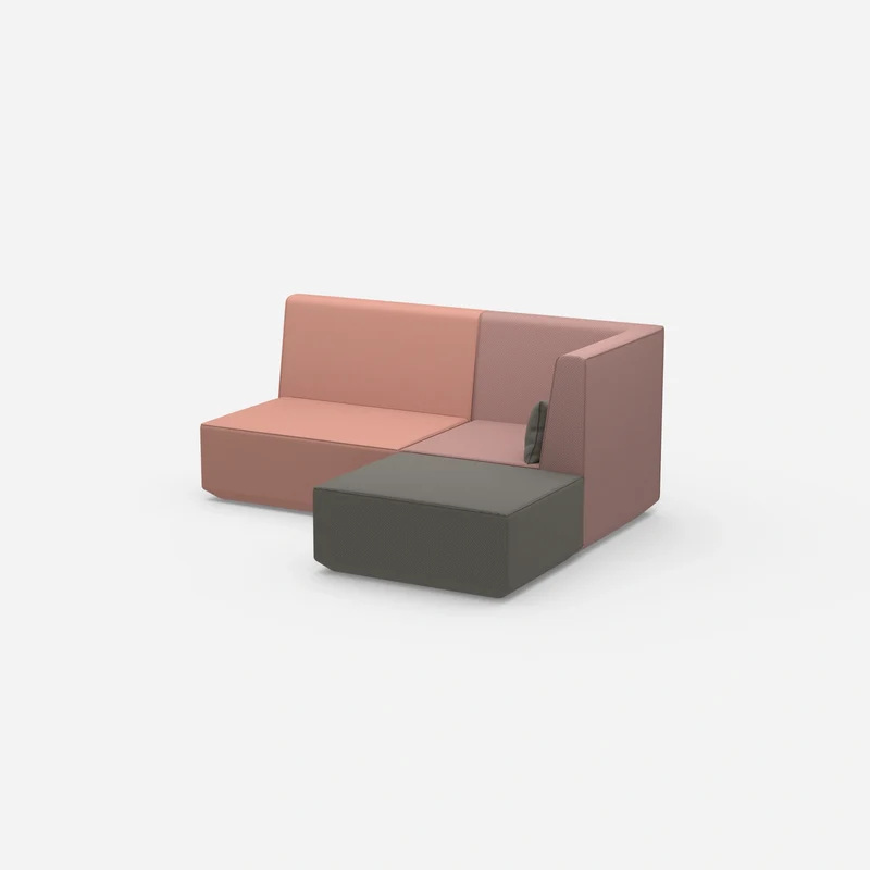 Rosa Ecksofa mit hoher Rückenlehne