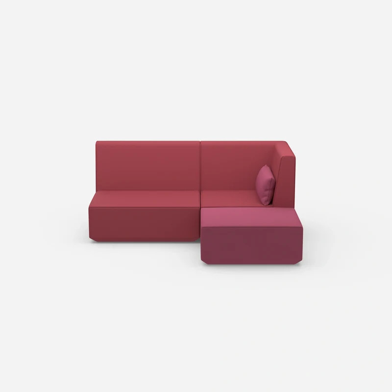 Rosa Ecksofa mit hoher Rückenlehne