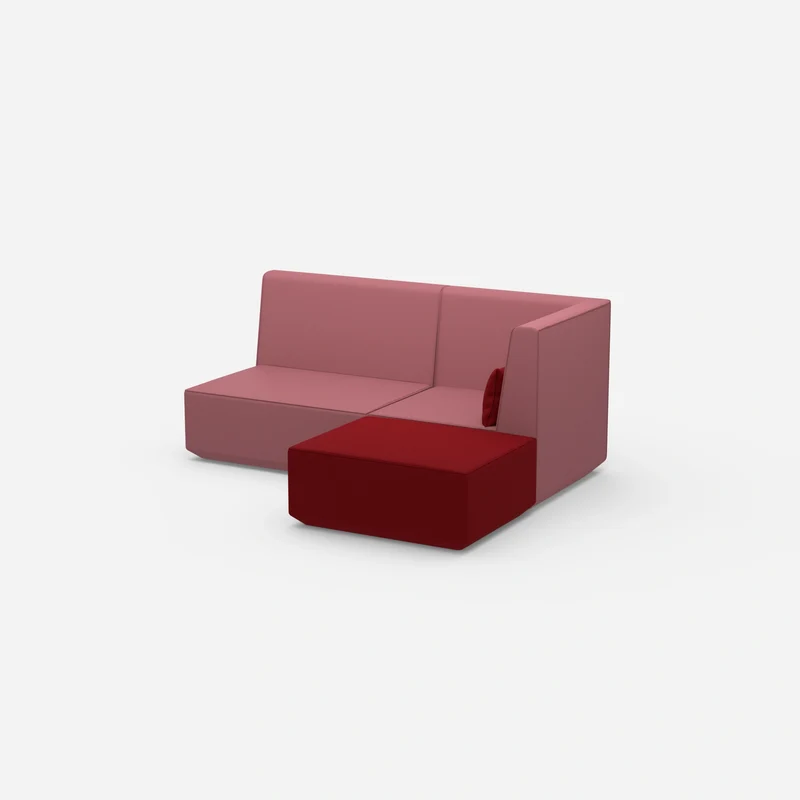 Rosa Ecksofa mit hoher Rückenlehne