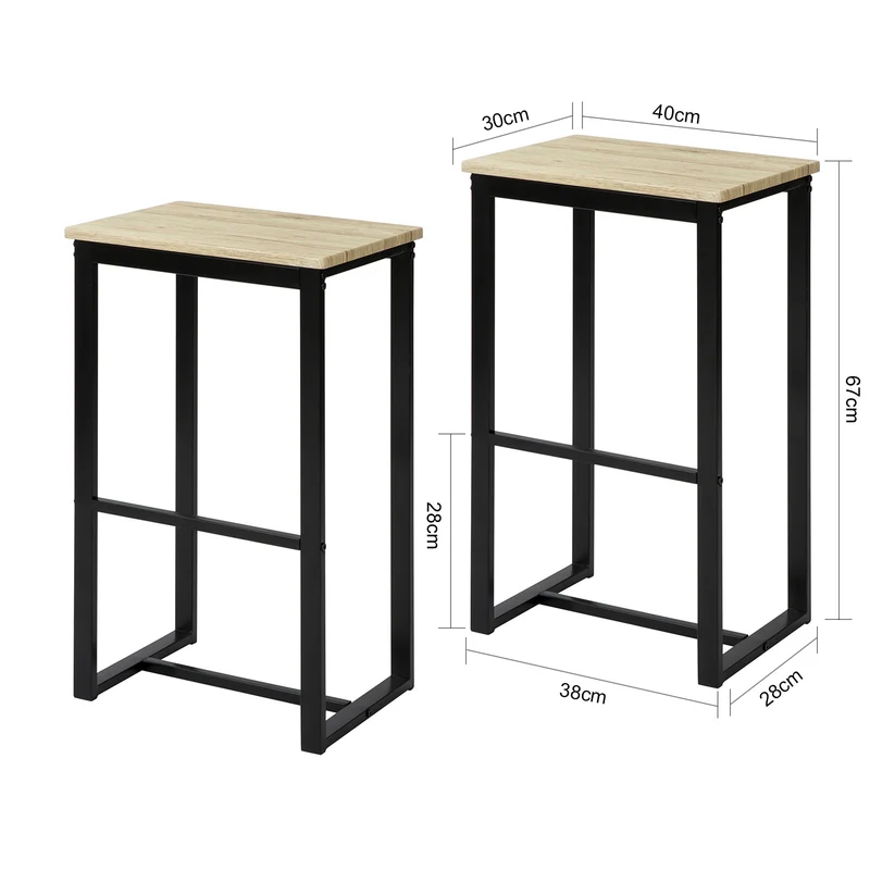 SoBuy FST74-Nx2 Lot de 2 Tabouret de Bar avec Repose-Pieds Tabouret Haut Chaise de Bar de Style Industriel pour Cuisine, Salle à Manger