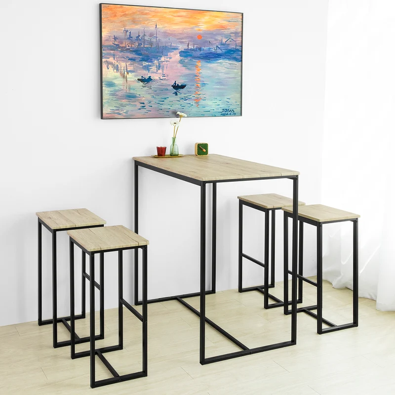 SoBuy FST74-Nx2 Lot de 2 Tabouret de Bar avec Repose-Pieds Tabouret Haut Chaise de Bar de Style Industriel pour Cuisine, Salle à Manger