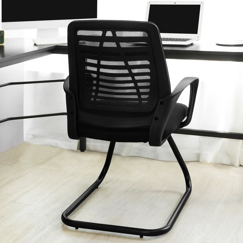 SoBuy FST83-Sch Chaise Cantilever en Maille Chaise de Bureau Conférence Fauteuil de Bureau avec Siège Rembourrée