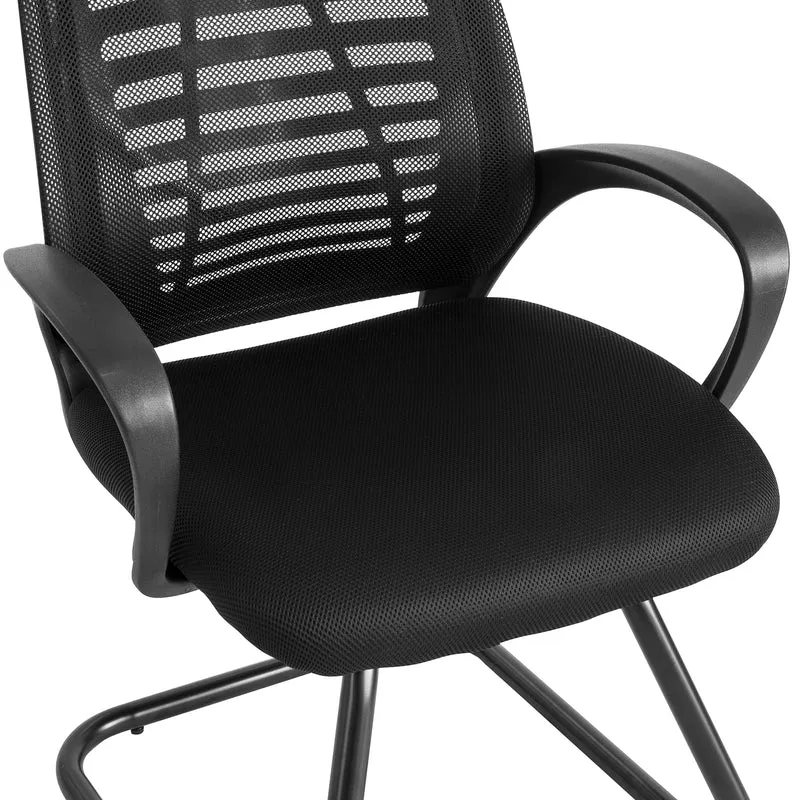 SoBuy FST83-Sch Chaise Cantilever en Maille Chaise de Bureau Conférence Fauteuil de Bureau avec Siège Rembourrée