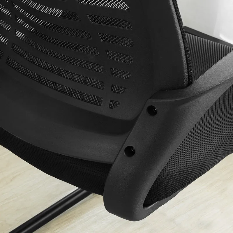 SoBuy FST83-Sch Chaise Cantilever en Maille Chaise de Bureau Conférence Fauteuil de Bureau avec Siège Rembourrée