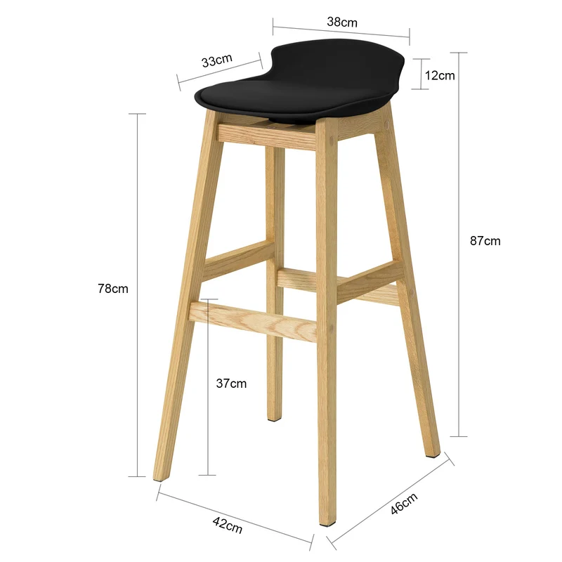 SoBuy FST79-SCH Tabouret de Bar Design Chaise Haute de Bar Cuisine avec Repose-Pieds et Piètement en Bois de Chêne Haute Qualité