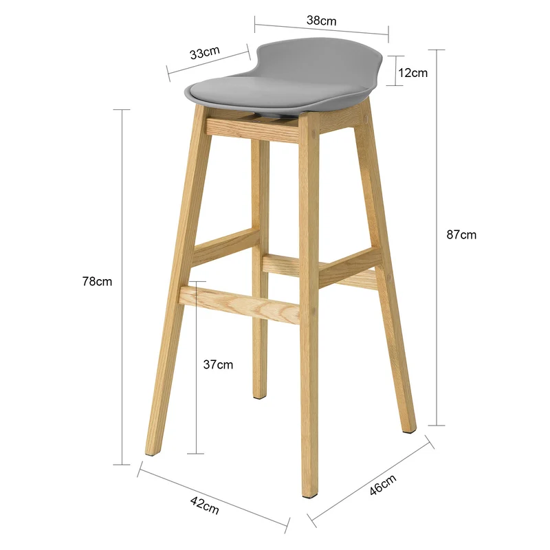 SoBuy FST79-HG Tabouret de Bar Design Chaise Haute de Bar Cuisine avec Repose-Pieds et Piètement en Bois de Chêne Haute Qualité