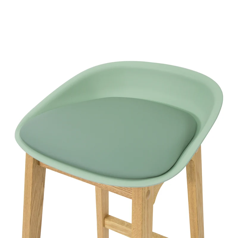 SoBuy FST78-GR Tabouret de Bar Design Chaise Haute de Bar Cuisine avec Assise Rembourrée Repose-Pieds et Piètement en Bois de Chêne