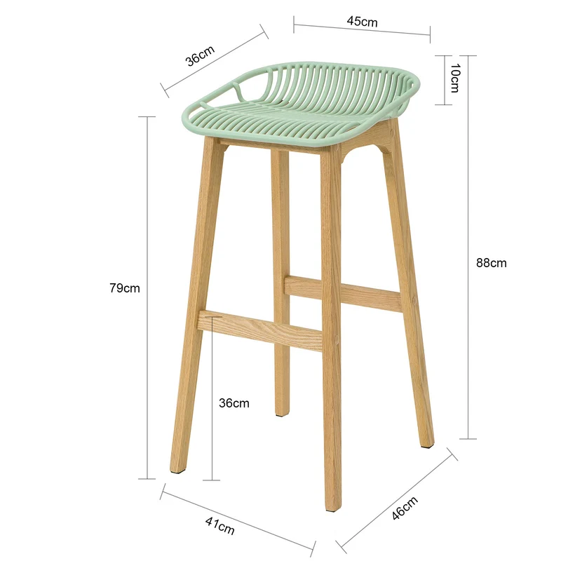 SoBuy FST77-GR Tabouret de Bar Design Chaise de Bar Cuisine avec Repose-Pieds Piètement en Bois de Chêne