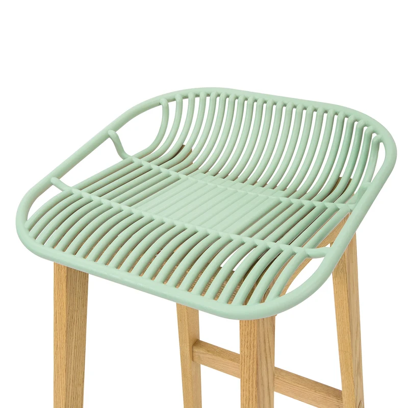 SoBuy FST77-GR Tabouret de Bar Design Chaise de Bar Cuisine avec Repose-Pieds Piètement en Bois de Chêne
