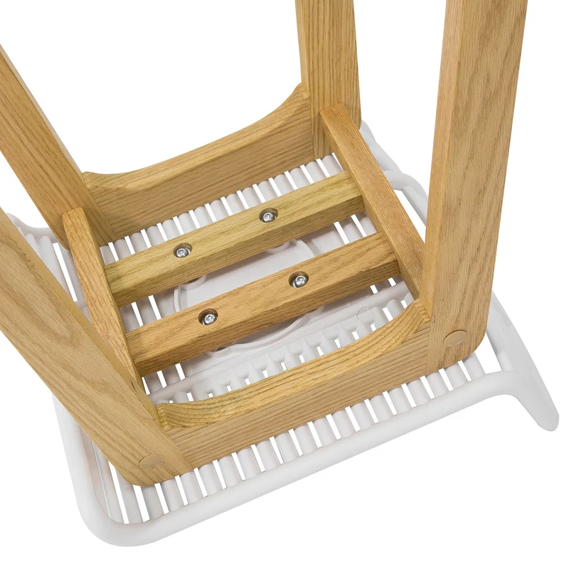 SoBuy FST76-W Tabouret de Bar Design Chaise de Bar Cuisine avec Repose-Pieds Piètement en Bois de Chêne